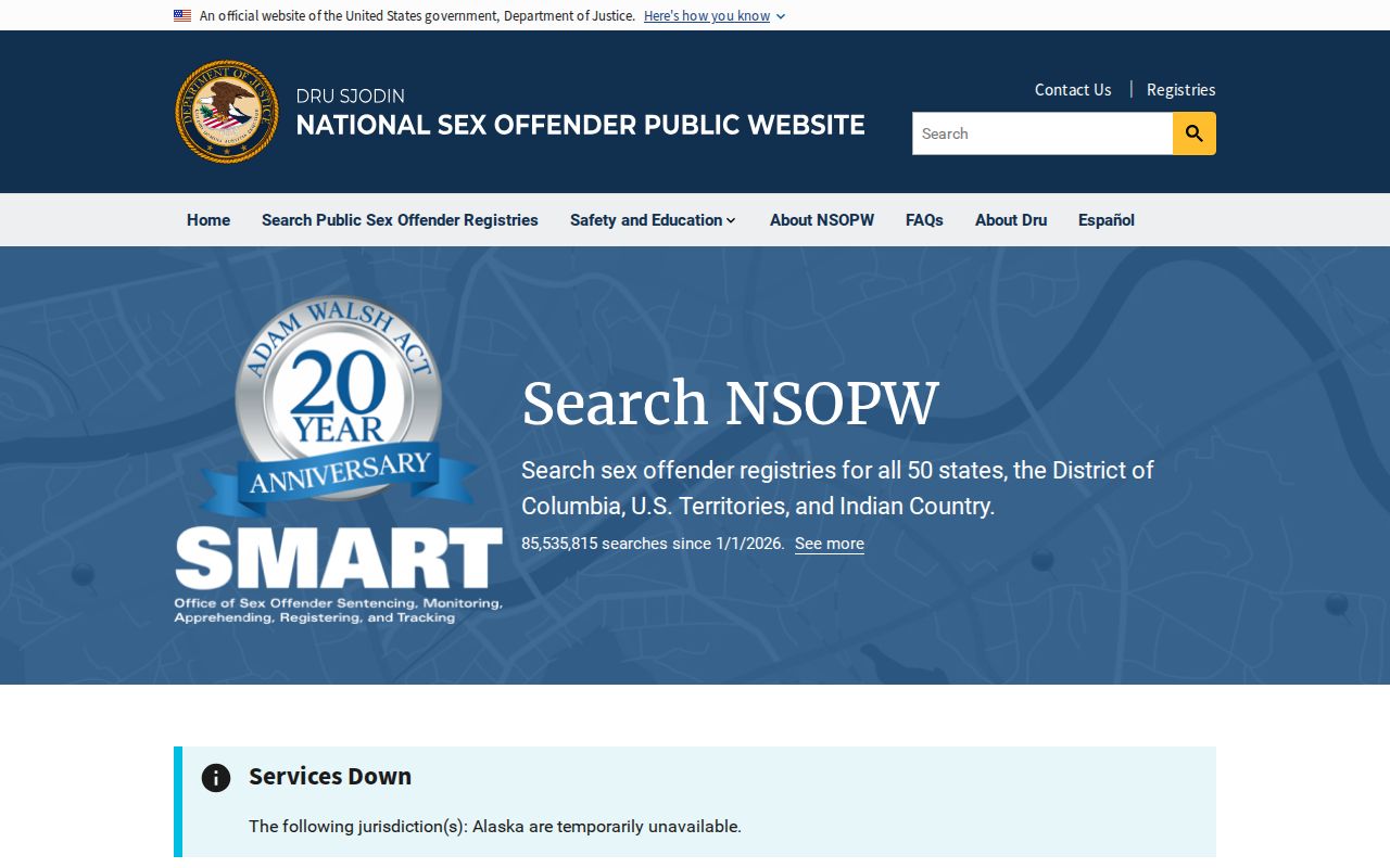 NSOPW national search used with a Branch County sex offender check